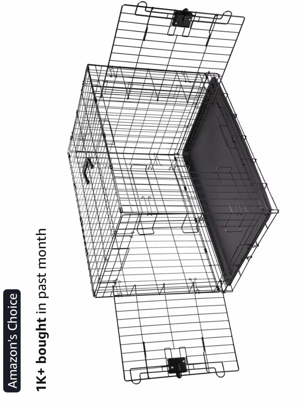 Foldable Black Wire Dog Crate with Removable Tray